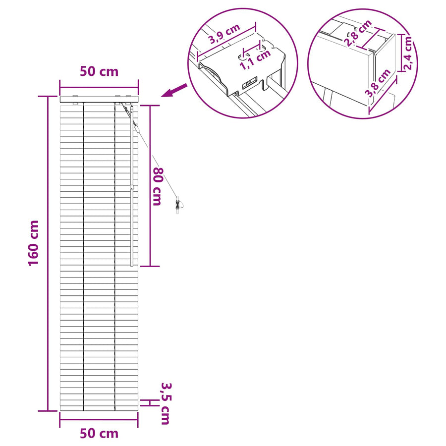 Jaloezie Eiken Look 50 x 160 cm 35 mm Massief Paulowniahout