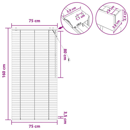 Jaloezie Eiken Look 75 x 160 cm 35 mm Massief Paulowniahout