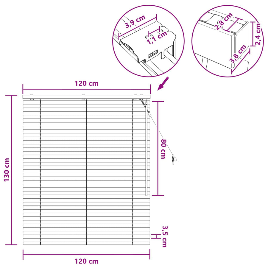 Jaloezie Wit 120 x 130 cm 35 mm Massief Paulowniahout