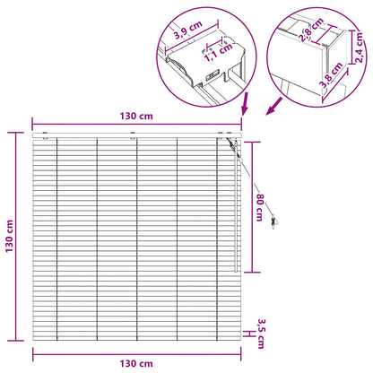 Jaloezie Wit 130 x 130 cm 35 mm Massief Paulowniahout