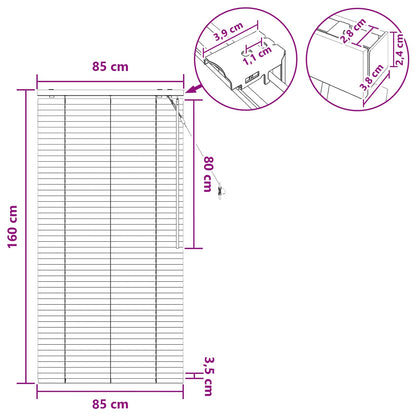 Jaloezie Wit 85 x 160 cm 35 mm Massief Paulowniahout