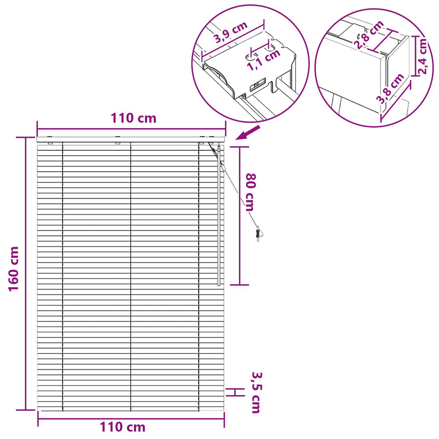 Jaloezie Wit 110 x 160 cm 35 mm Massief Paulowniahout