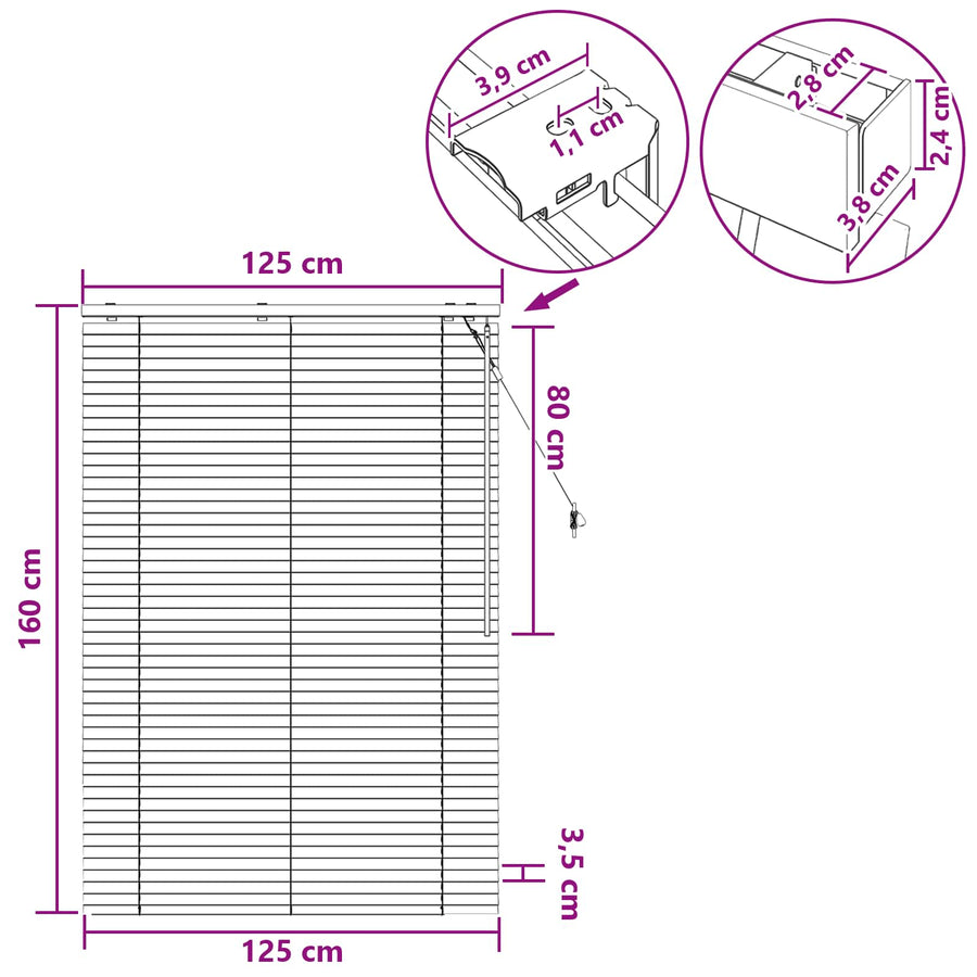 Jaloezie Wit 125 x 160 cm 35 mm Massief Paulowniahout