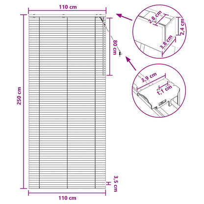 Jaloezie Wit 110 x 250 cm 35 mm Massief Paulowniahout