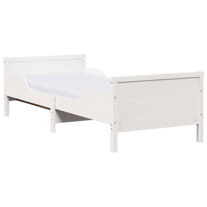 Bedframe met matras Wit 80 x 200 cm Massief grenenhout