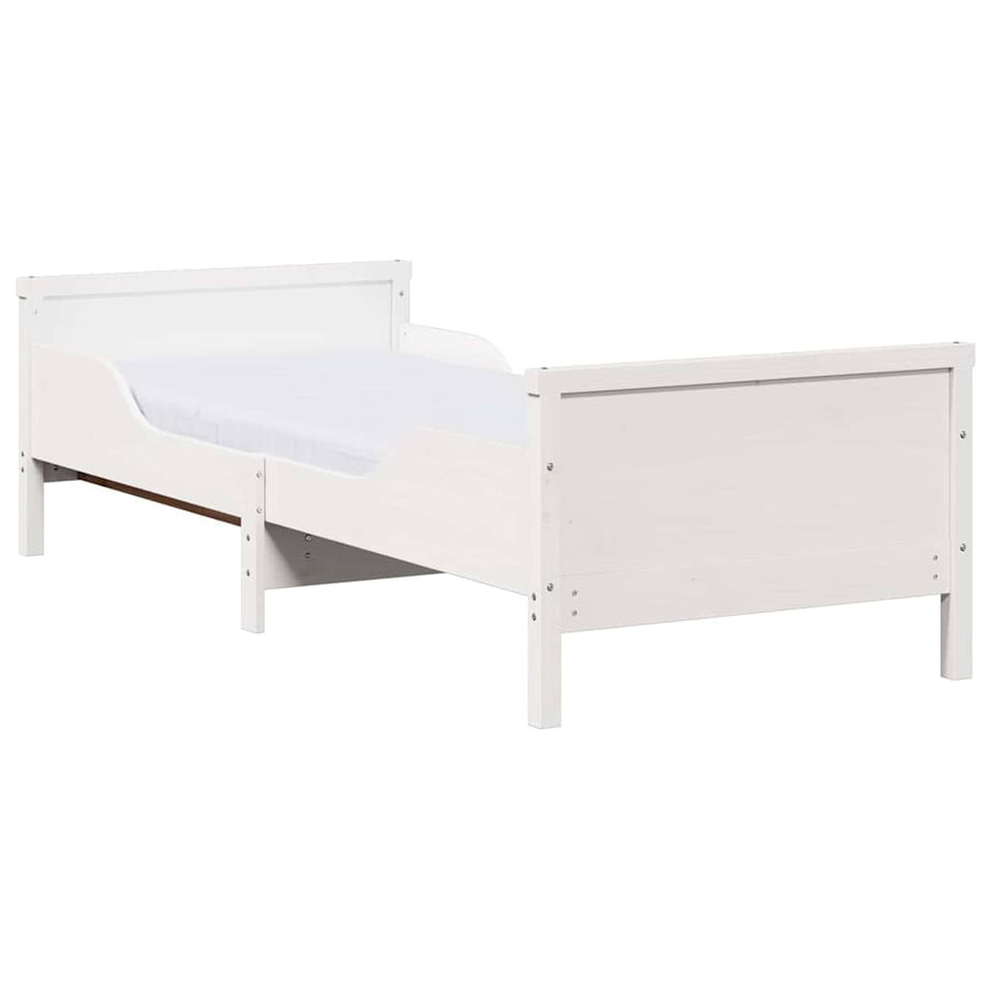 Bedframe met matras Wit 80 x 200 cm Massief grenenhout