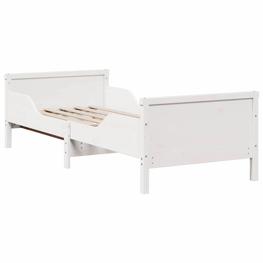 Bedframe met matras Wit 80 x 200 cm Massief grenenhout