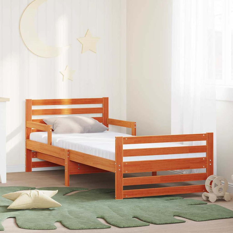 Bedframe met matras met hoofdeinde Wasbruin 80 x 200 cm