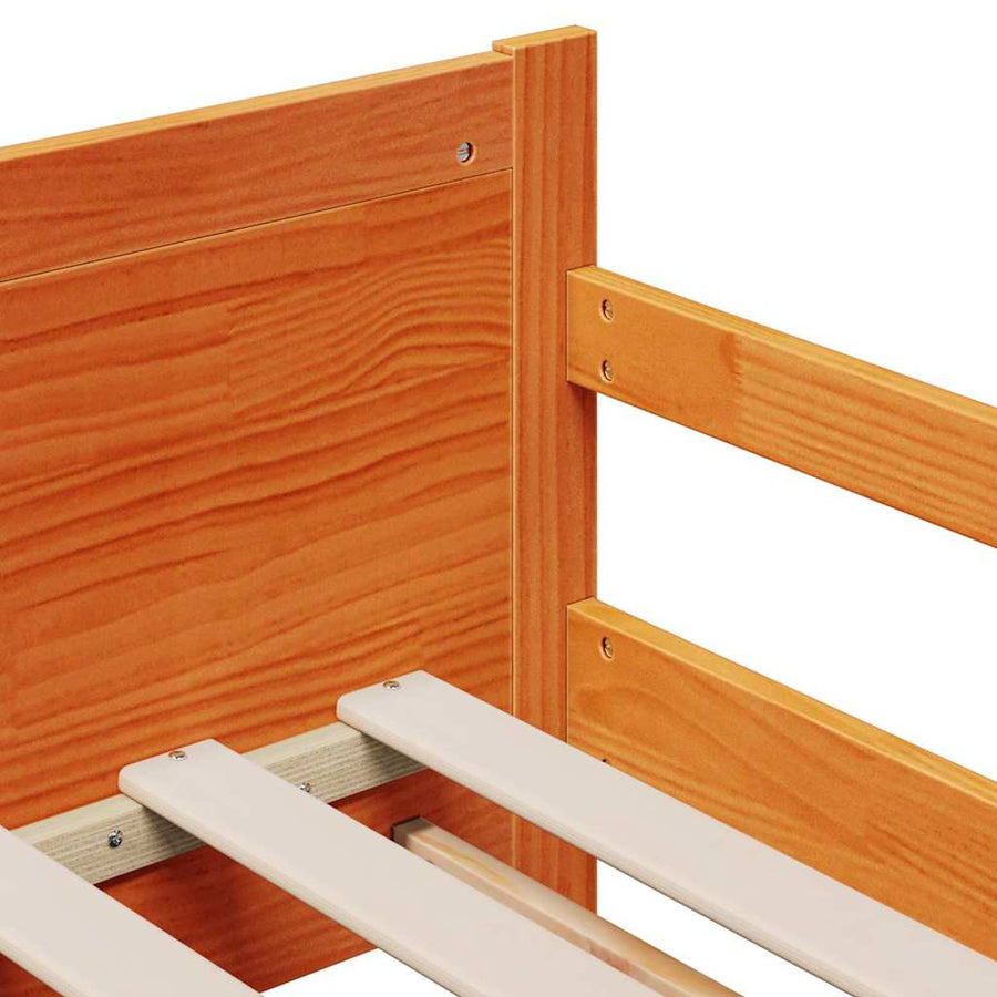 Bedframe met matras met hoofdeinde Wasbruin 80 x 200 cm