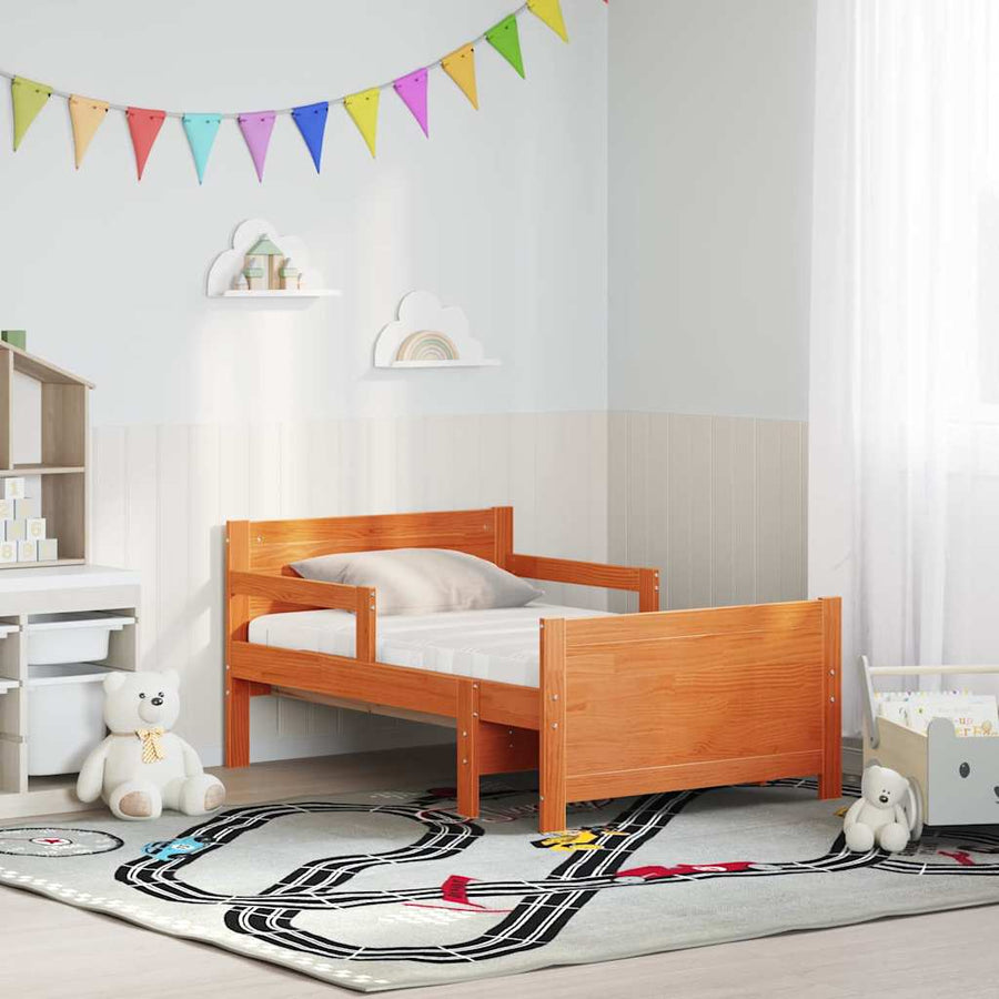 Bedframe met matras met hoofdeinde Wasbruin 80 x 200 cm