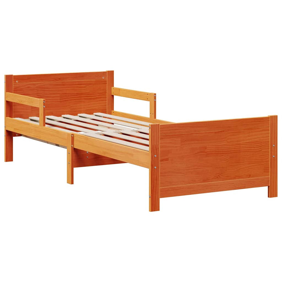 Bedframe met matras met hoofdeinde Wasbruin 80 x 200 cm