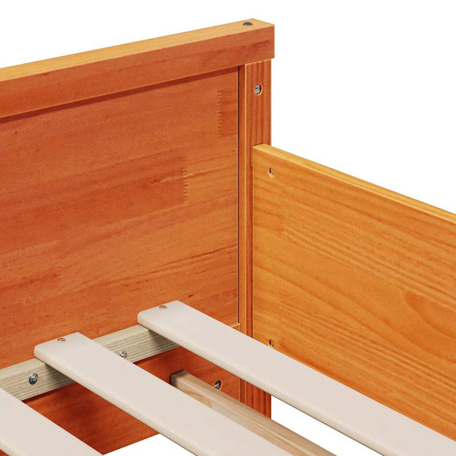 Bedframe met matras met hoofdeinde Wasbruin 80 x 200 cm