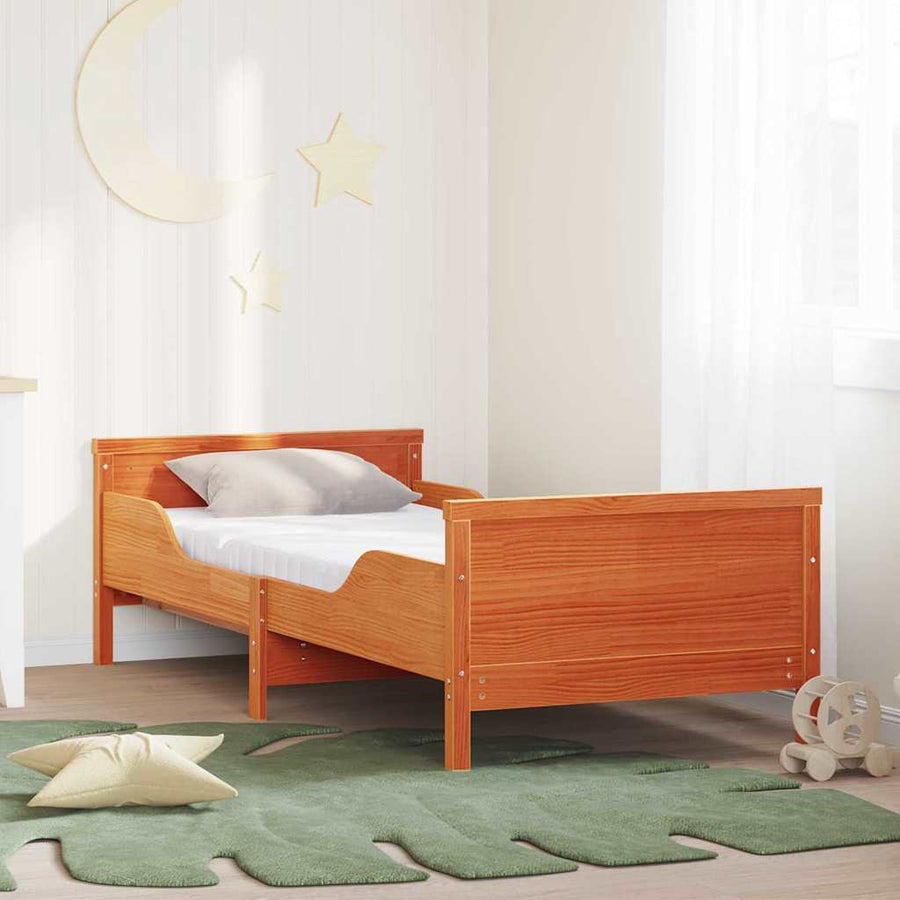 Bedframe met matras met hoofdeinde Wasbruin 80 x 200 cm