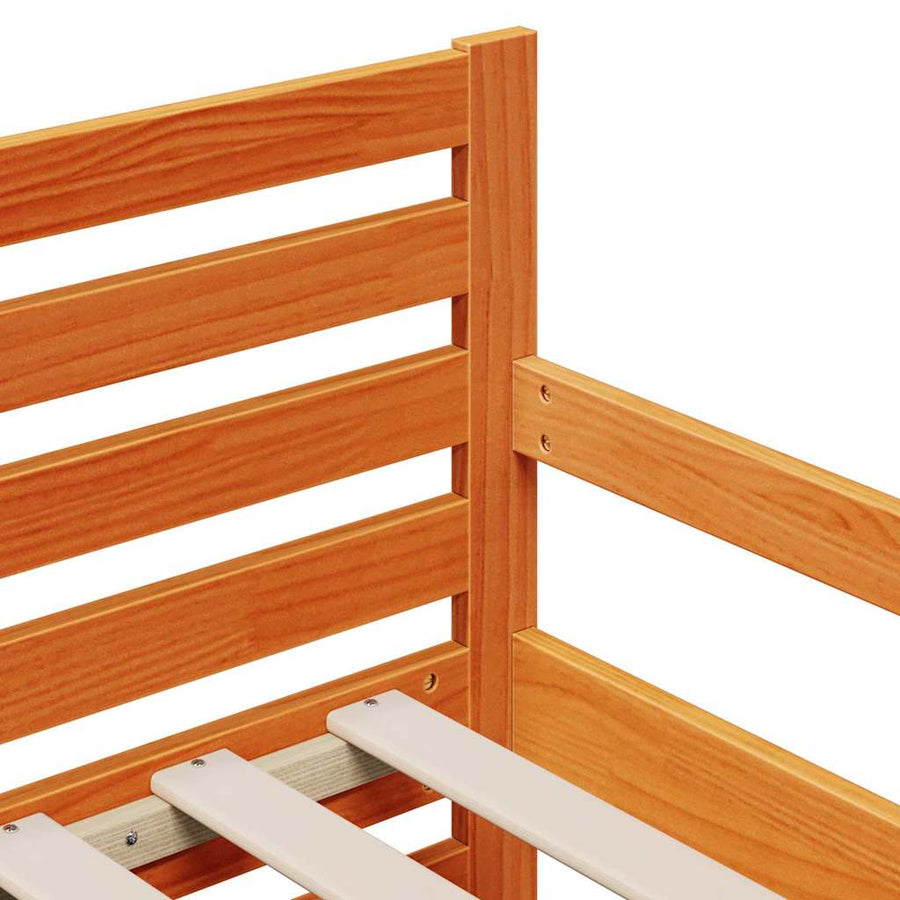 Bedframe met matras met hoofdeinde Wasbruin 80 x 200 cm