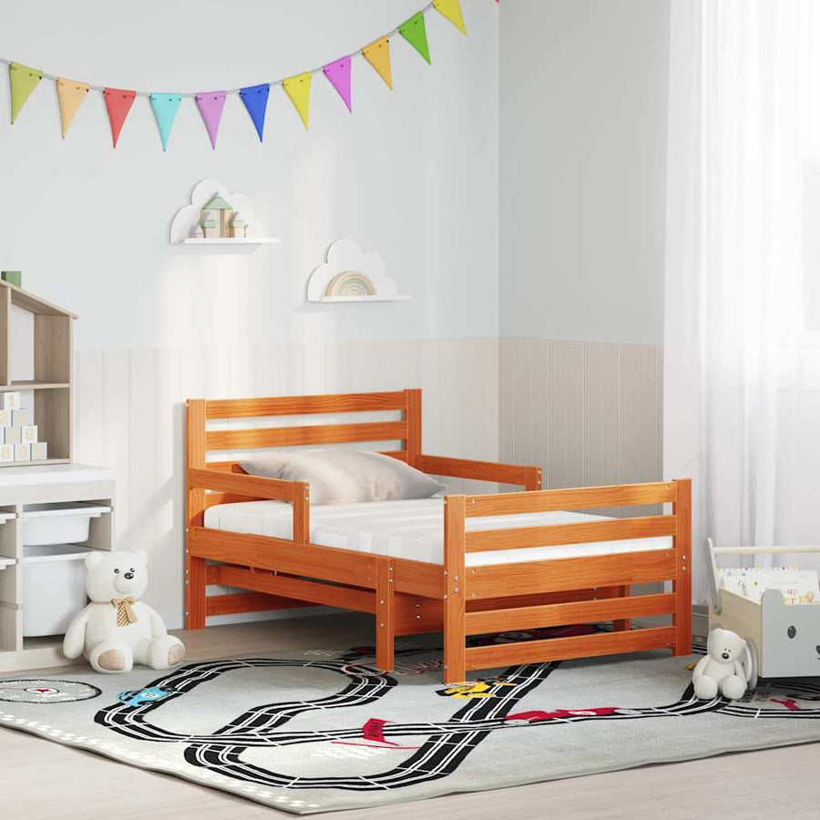 Bedframe met matras met hoofdeinde Wasbruin 80 x 200 cm
