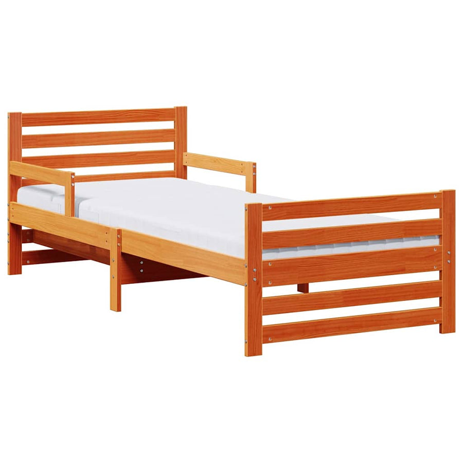 Bedframe met matras met hoofdeinde Wasbruin 80 x 200 cm