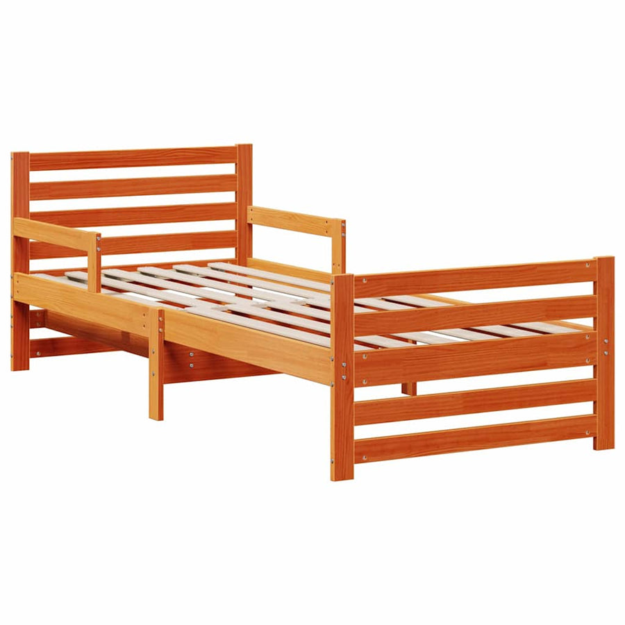Bedframe met matras met hoofdeinde Wasbruin 80 x 200 cm