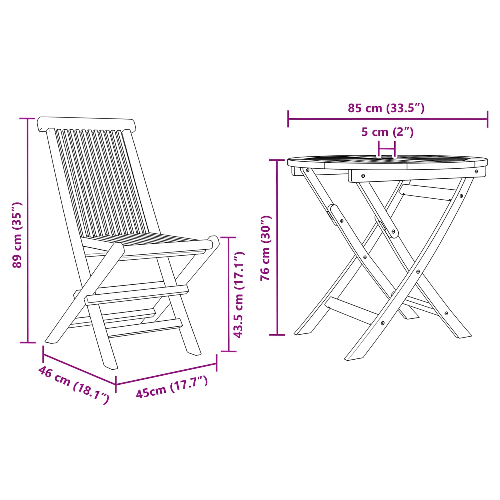 Tuin eettafelset 3 pcs Bruin Massief Acaciahout