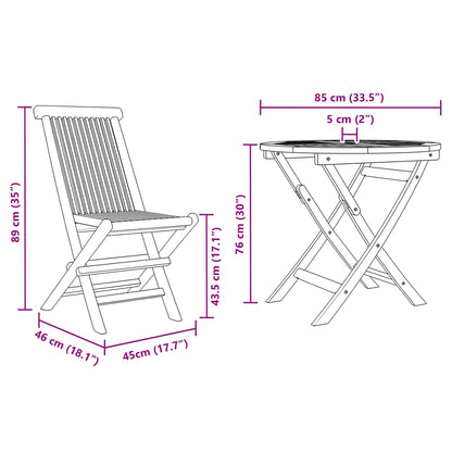 Tuin eettafelset 3 pcs Bruin Massief Acaciahout