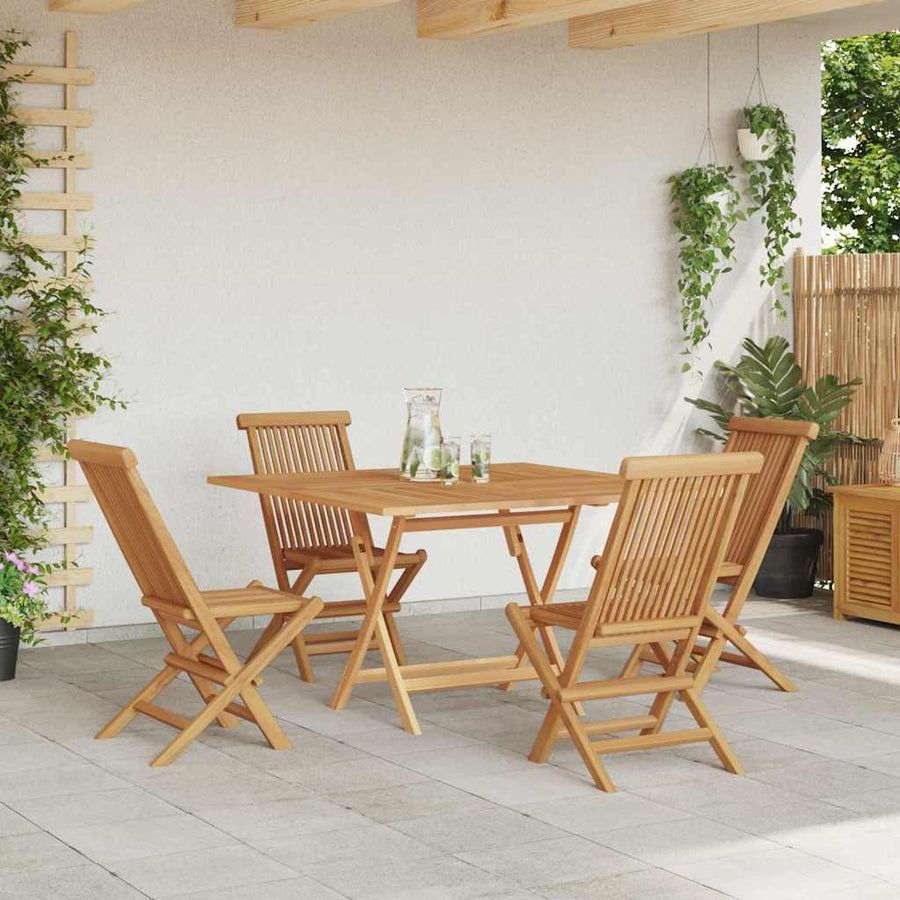 Tuin eettafelset 5 pcs Bruin Massief Teakhout