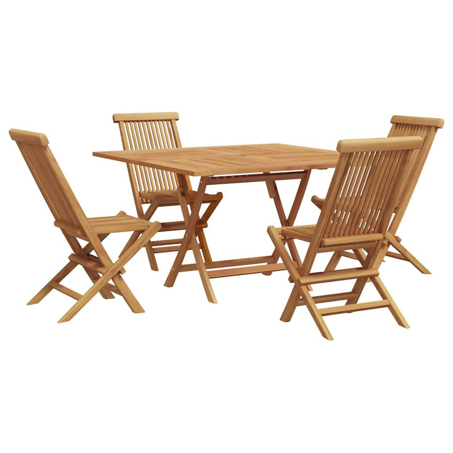 Tuin eettafelset 5 pcs Bruin Massief Teakhout