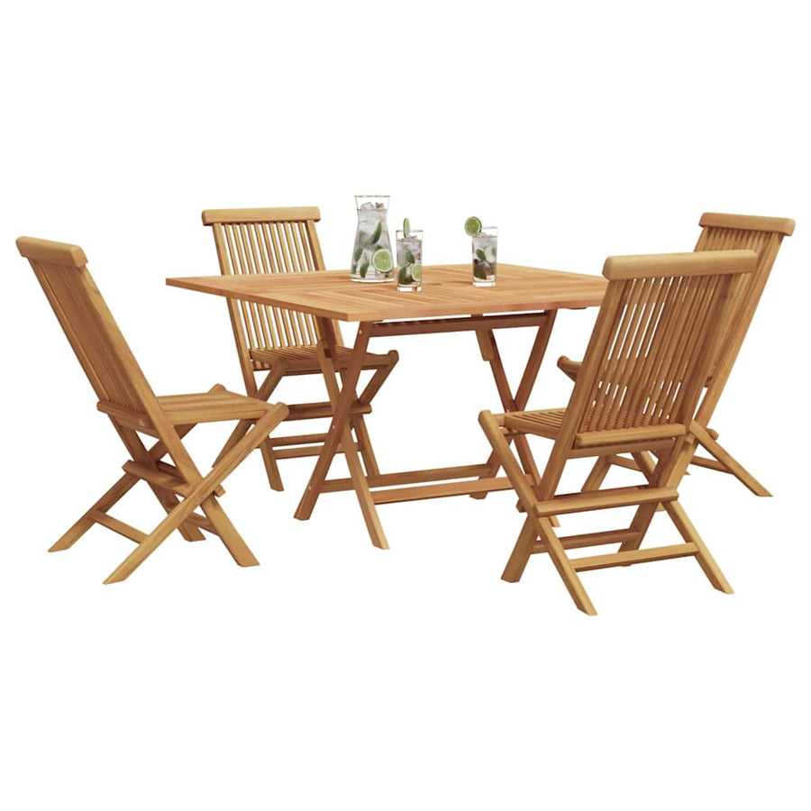 Tuin eettafelset 5 pcs Bruin Massief Teakhout