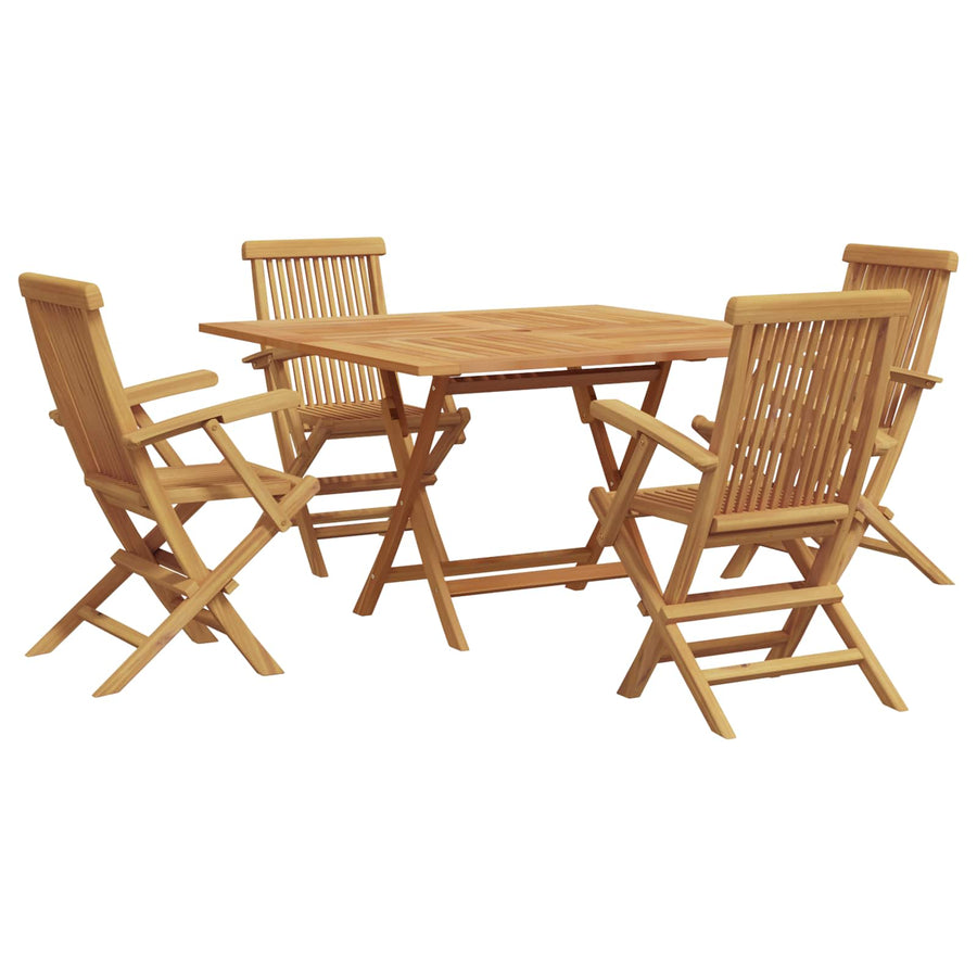 Tuin eettafelset 5 pcs Bruin Massief Teakhout