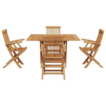 Tuin eettafelset 5 pcs Bruin Massief Teakhout