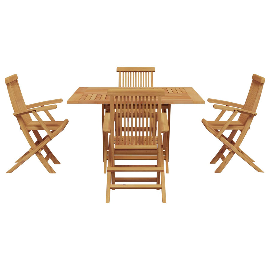 Tuin eettafelset 5 pcs Bruin Massief Teakhout