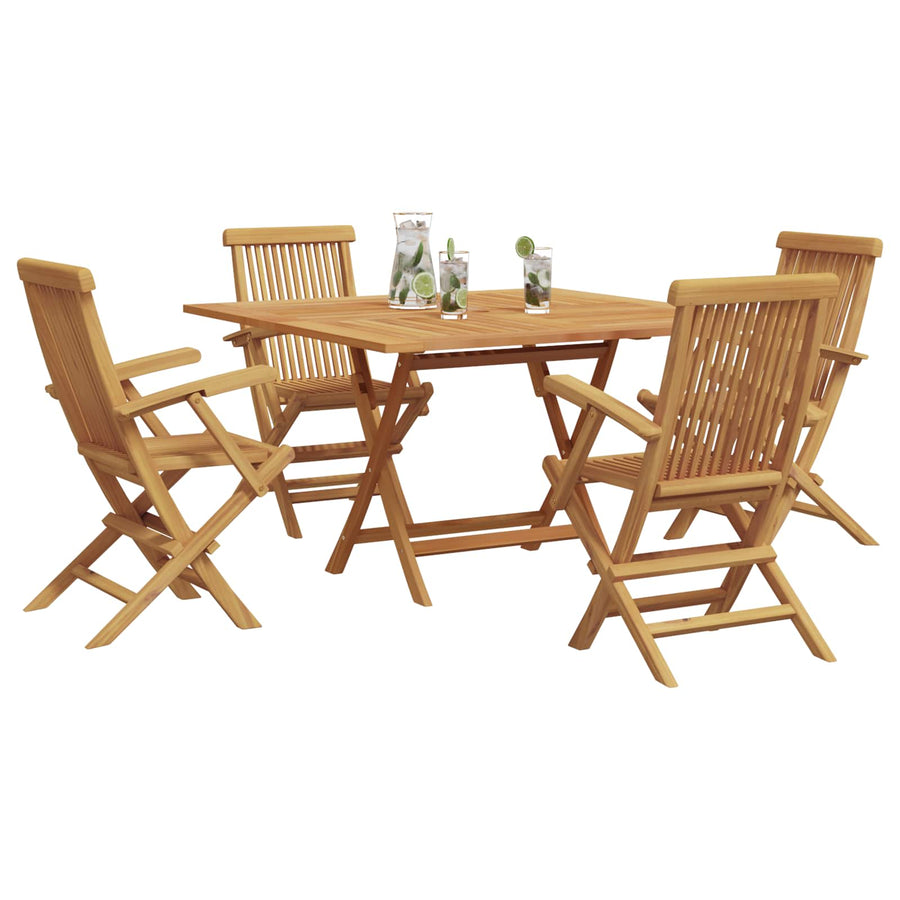 Tuin eettafelset 5 pcs Bruin Massief Teakhout