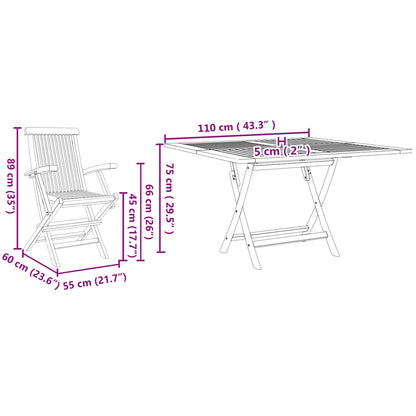Tuin eettafelset 5 pcs Bruin Massief Teakhout