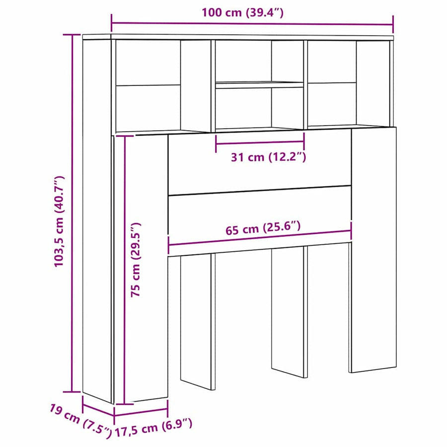 Hoofdeinde kas Oud hout 100 x 19 x 103.5 cm Bewerkt hout
