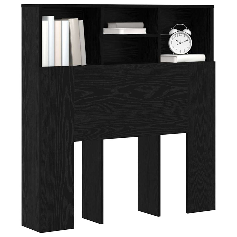Hoofdeinde kas Zwart eiken 100 x 19 x 103.5 cm Bewerkt hout