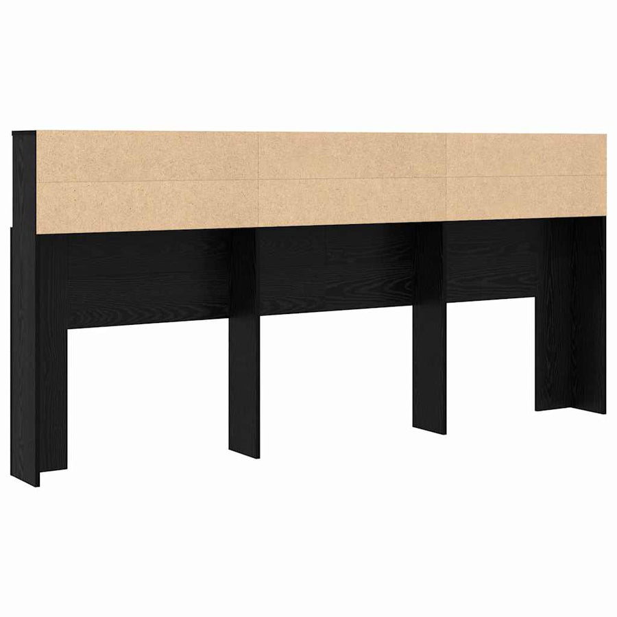 Hoofdeinde kas Zwart eiken 220 x 19 x 101,5 cm Bewerkt hout