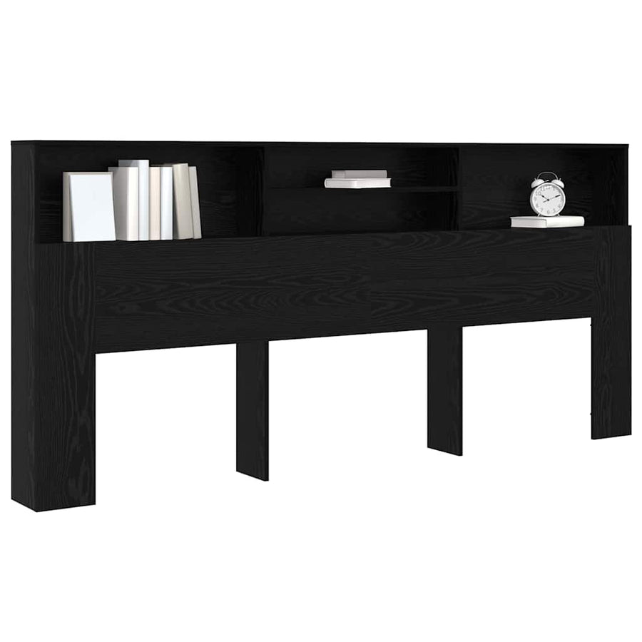Hoofdeinde kas Zwart eiken 220 x 19 x 101,5 cm Bewerkt hout