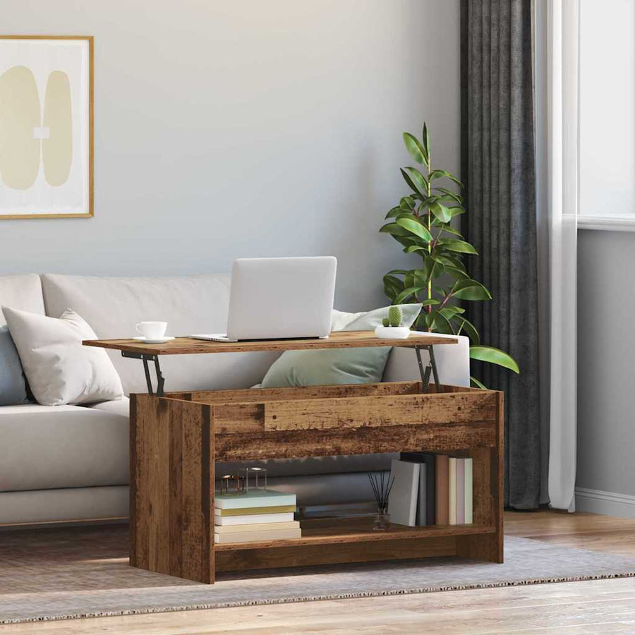 Salontafel met plank met opslag Oud hout 102 x 50 x 52.5 cm Bewerkt hout