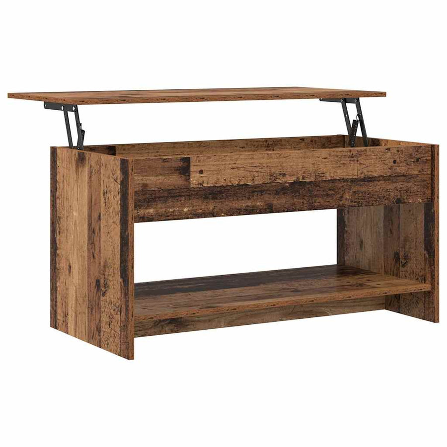 Salontafel met plank met opslag Oud hout 102 x 50 x 52.5 cm Bewerkt hout