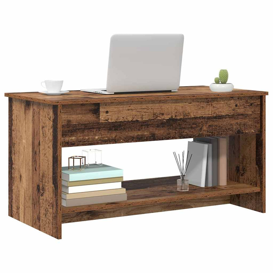 Salontafel met plank met opslag Oud hout 102 x 50 x 52.5 cm Bewerkt hout