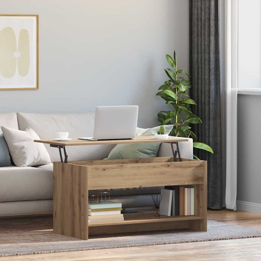Salontafel met plank artisanaal eikenkleurig 102 x 50 x 52.5 cm