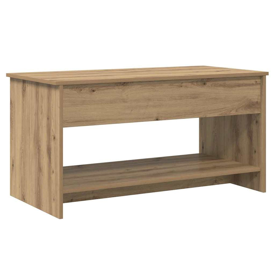 Salontafel met plank artisanaal eikenkleurig 102 x 50 x 52.5 cm