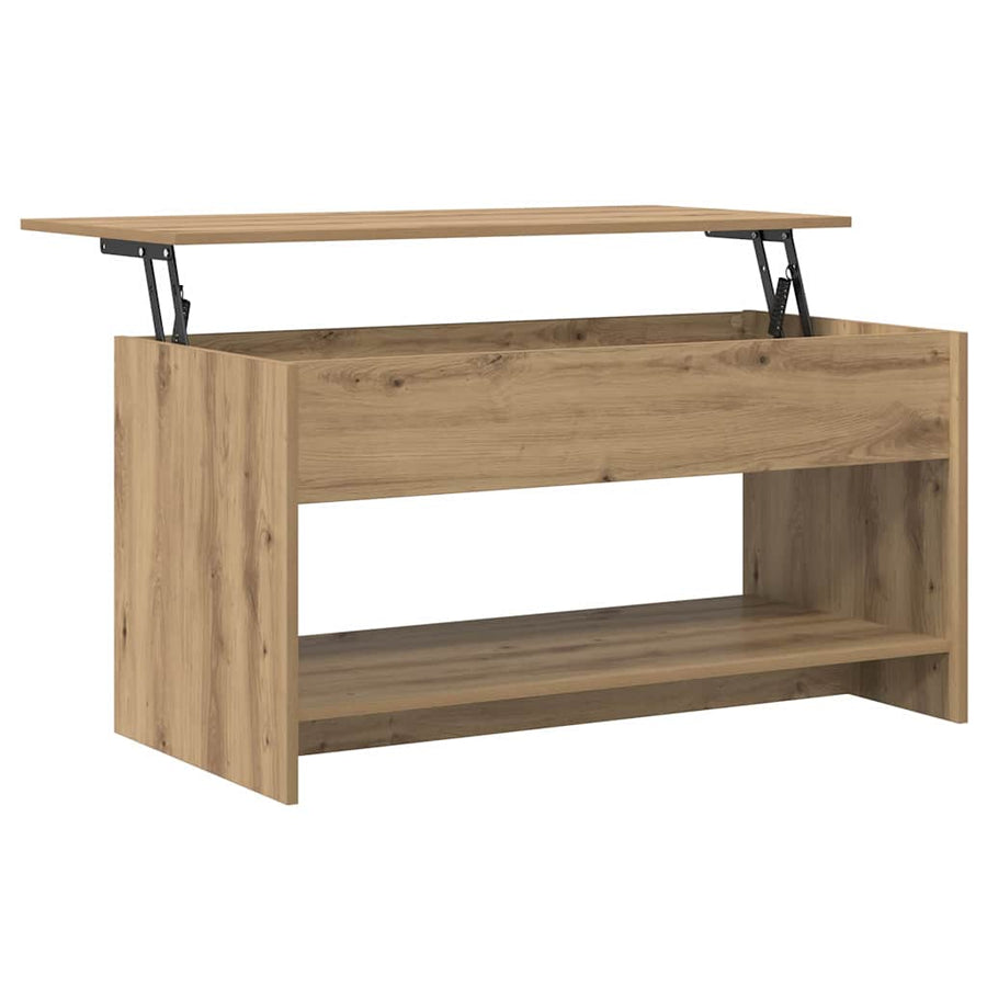 Salontafel met plank artisanaal eikenkleurig 102 x 50 x 52.5 cm