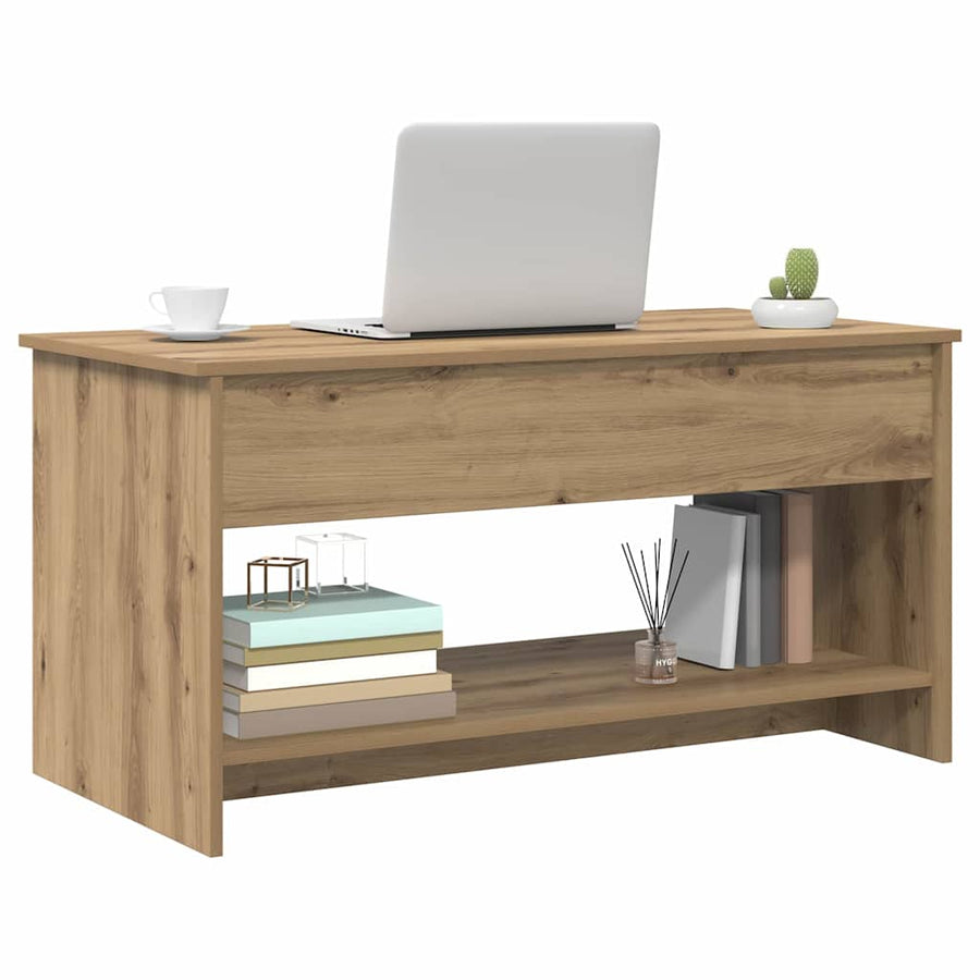 Salontafel met plank artisanaal eikenkleurig 102 x 50 x 52.5 cm