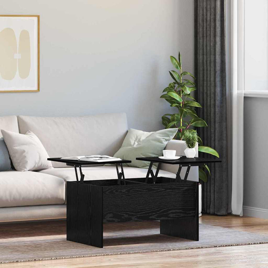 Salontafel Zwart eiken 80 x 50,5 x 42,5 cm Bewerkt hout