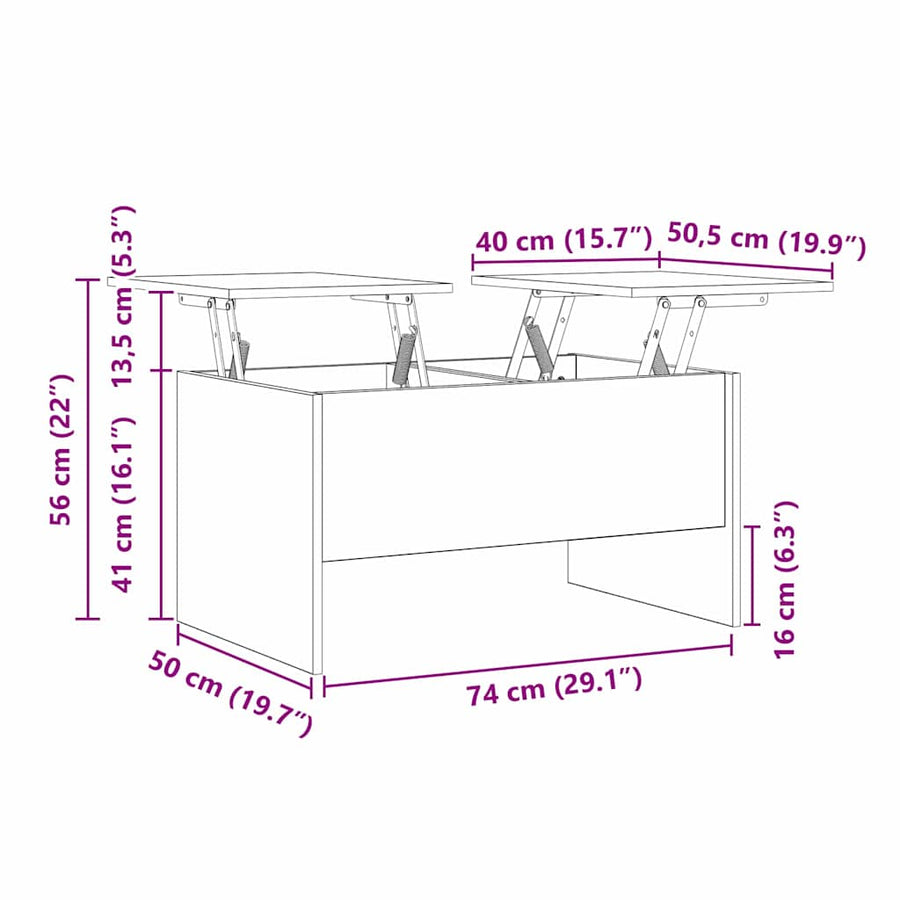 Salontafel Zwart eiken 80 x 50,5 x 42,5 cm Bewerkt hout
