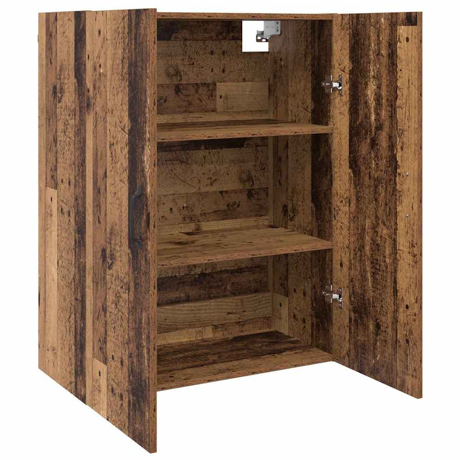 Hangkast met plank Wandgemonteerd met de deur Oud hout 69.5 x 34 x 90 cm Bewerkt hout