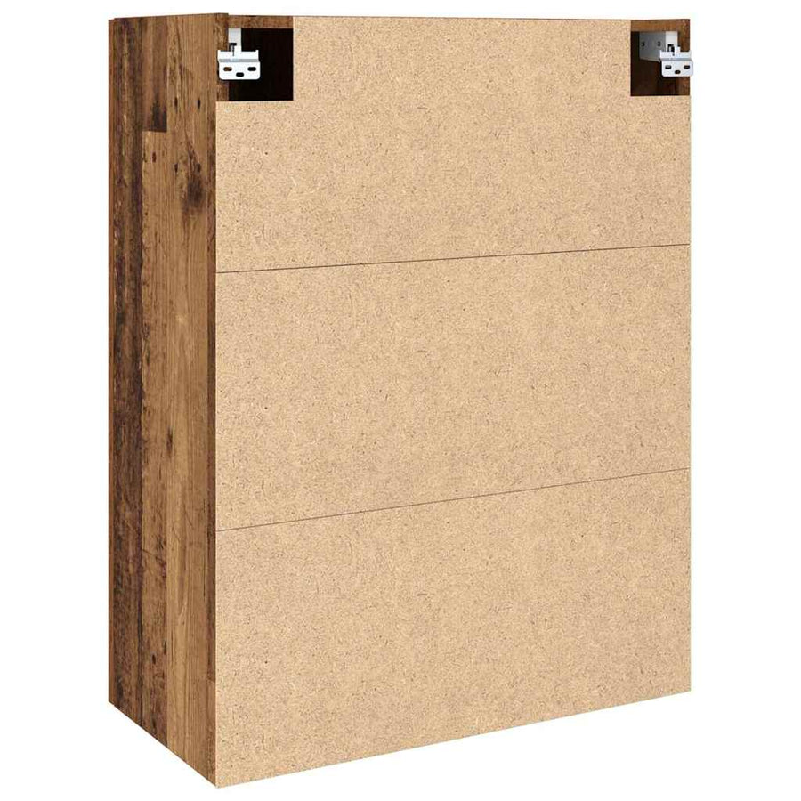 Hangkast met plank Wandgemonteerd met de deur Oud hout 69.5 x 34 x 90 cm Bewerkt hout