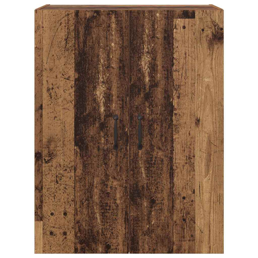 Hangkast met plank Wandgemonteerd met de deur Oud hout 69.5 x 34 x 90 cm Bewerkt hout