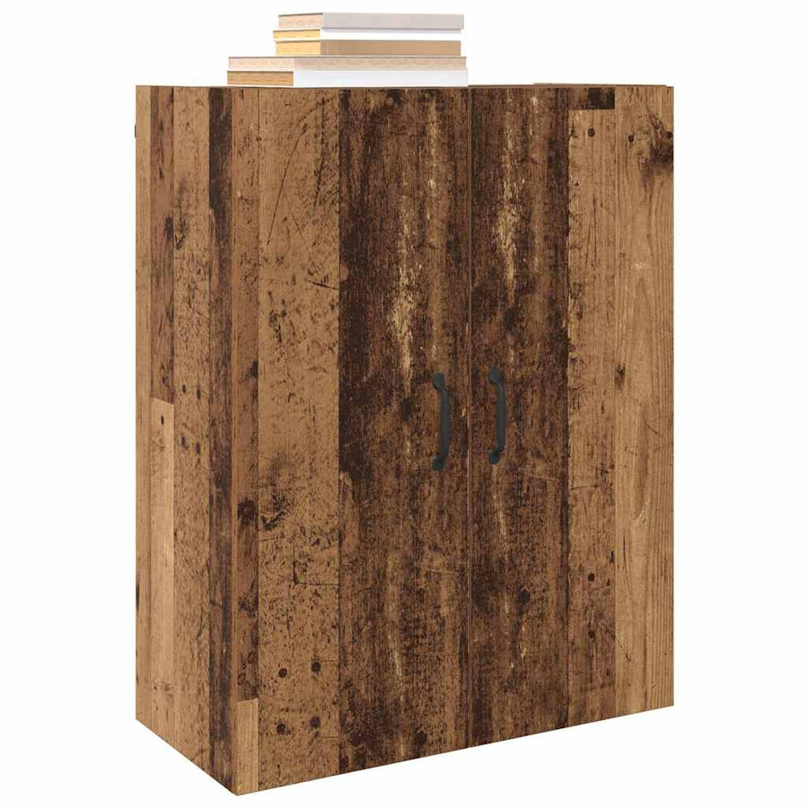 Hangkast met plank Wandgemonteerd met de deur Oud hout 69.5 x 34 x 90 cm Bewerkt hout