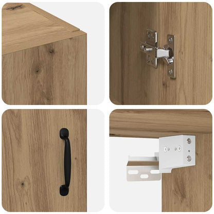 Hangkast artisanaal eikenkleurig 69.5 x 34 x 90 cm Bewerkt hout