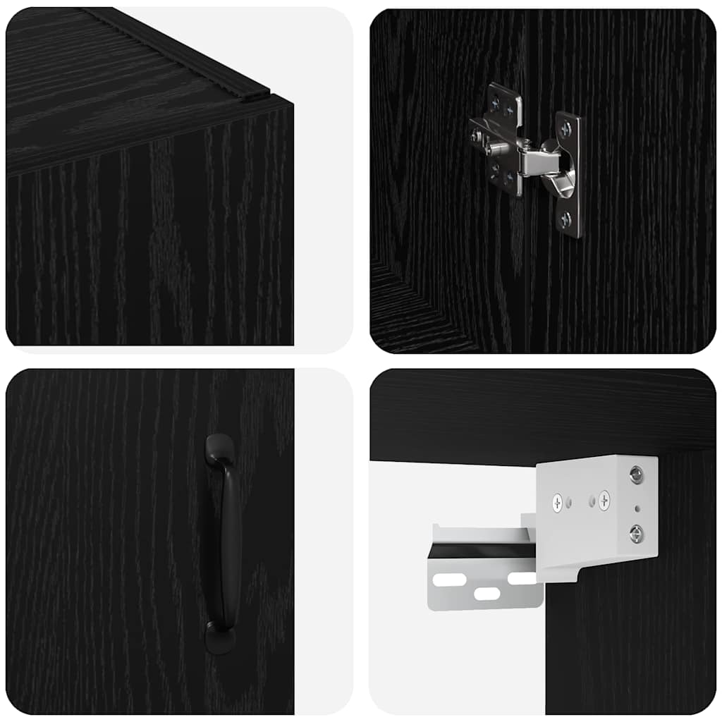 Hangkast met plank Zwart eiken 69.5 x 34 x 90 cm Bewerkt hout